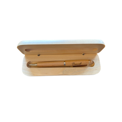 Ensemble écrin bois avec stylo bois à personnaliser