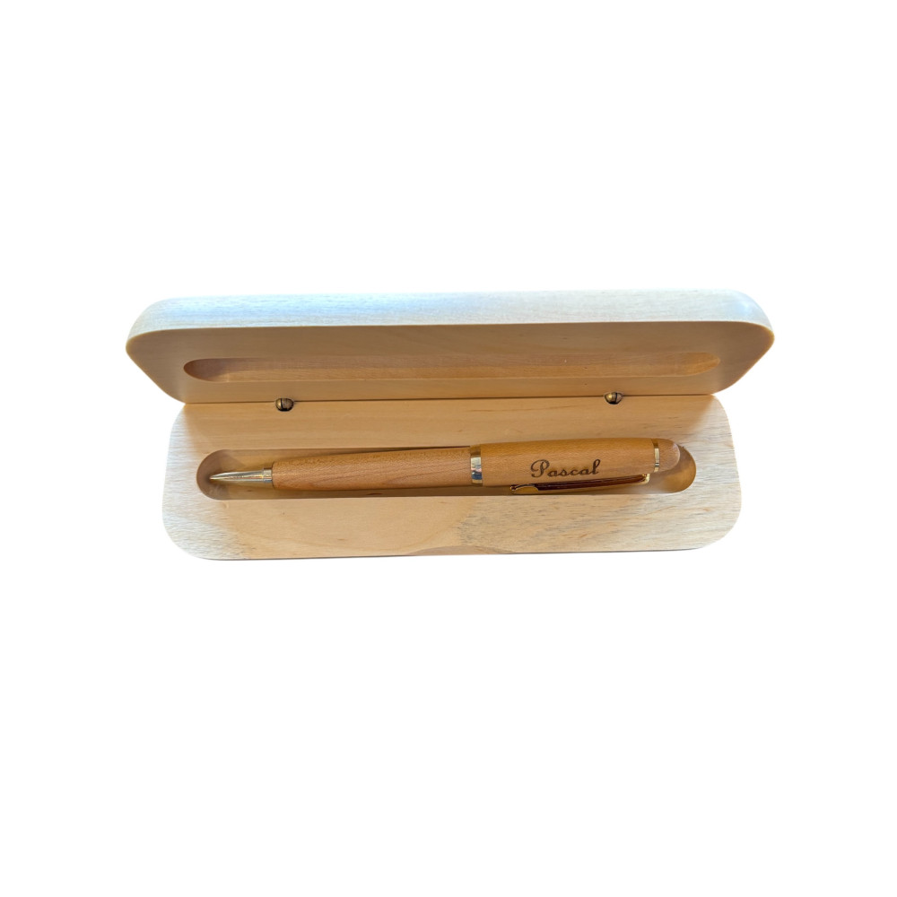 Ensemble écrin bois avec stylo bois à personnaliser