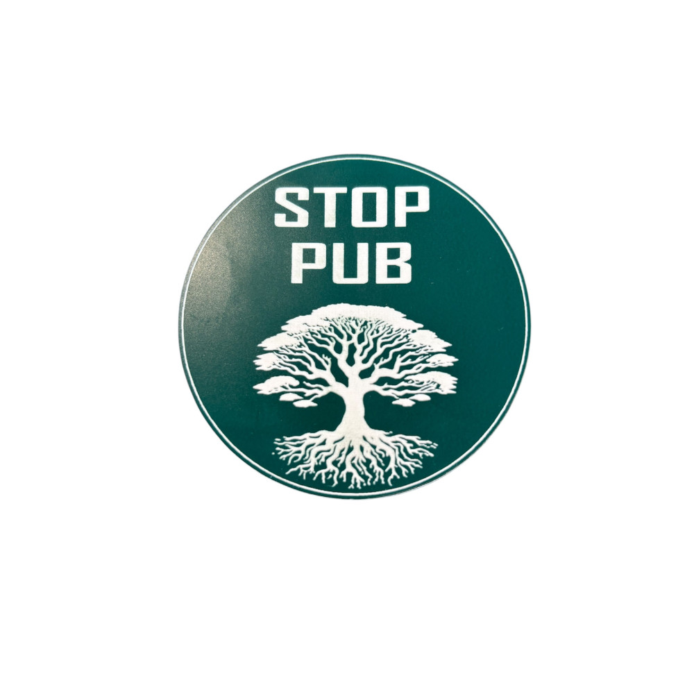 Plaque stop pub vert