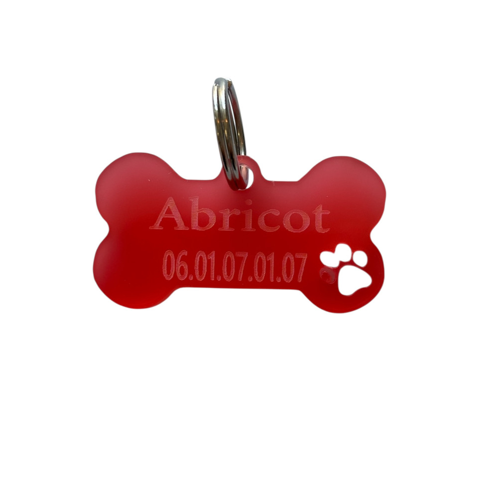 Médaillon pour chien en plexiglas rouge à personnaliser