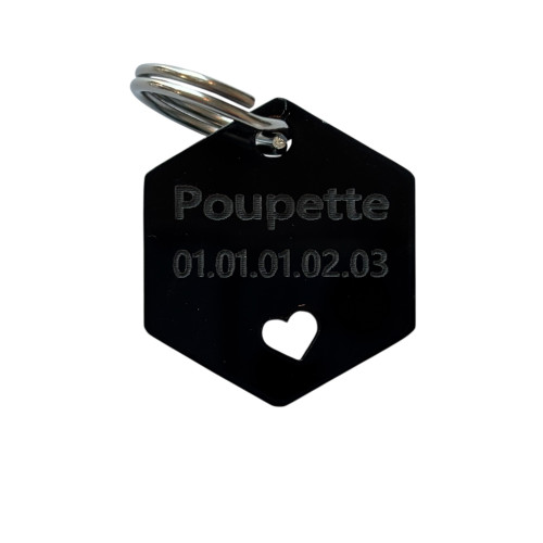 Médaillon animaux en plexiglas noir à personnaliser