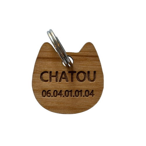 Médaillon pour chat en bois  à personnaliser
