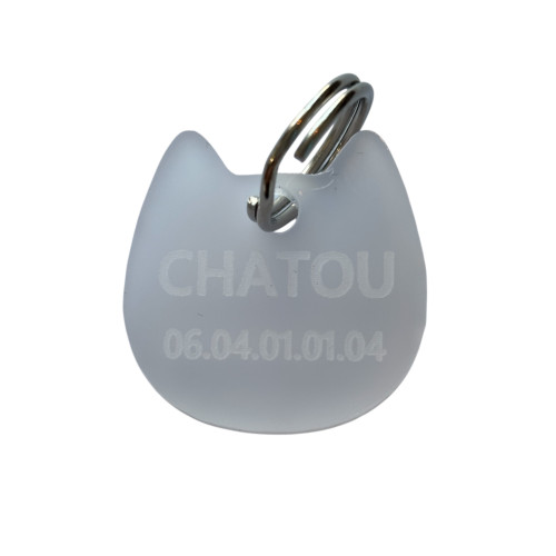 Médaillon pour chat en plexiglas blanc à personnaliser