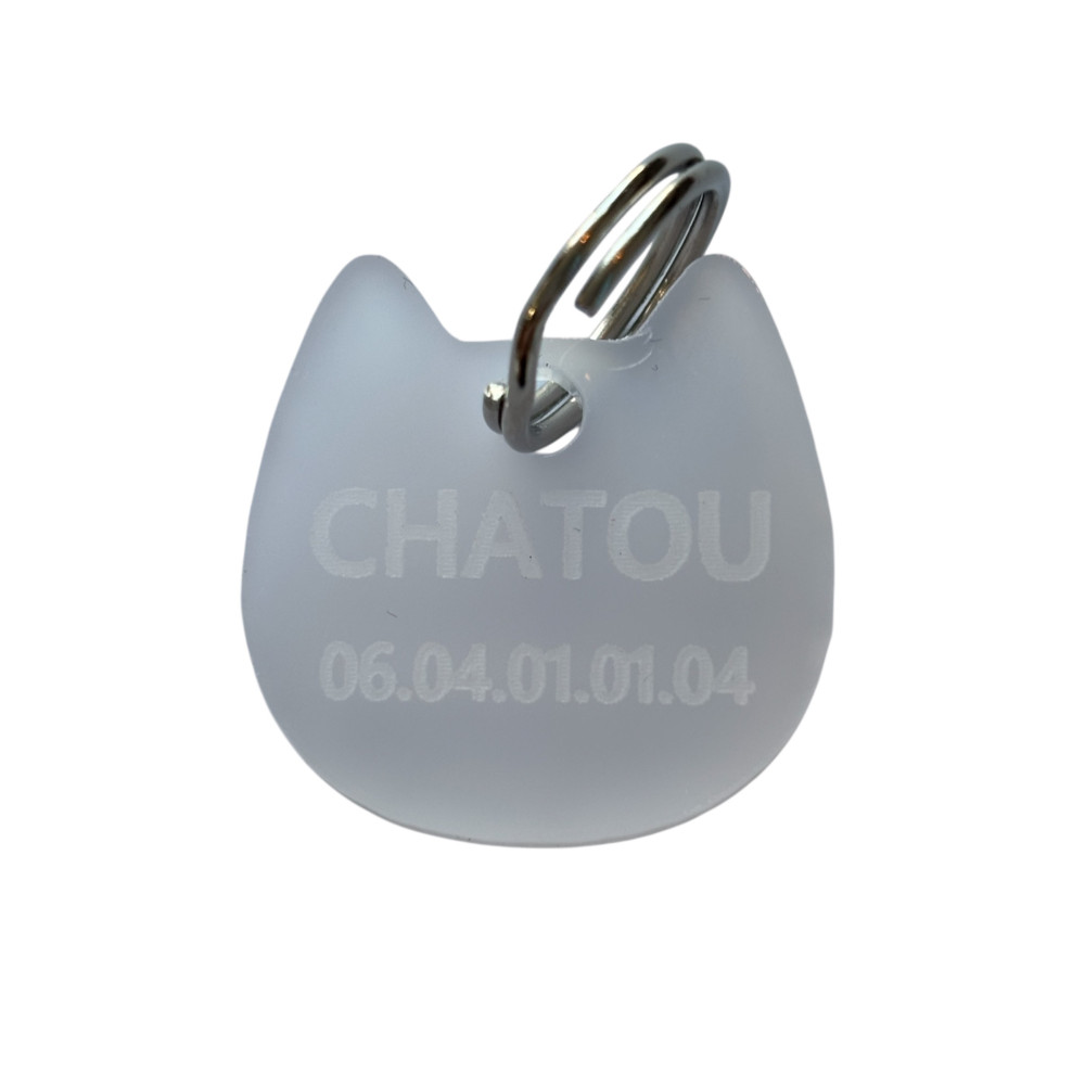 Médaillon pour chat en plexiglas blanc à personnaliser