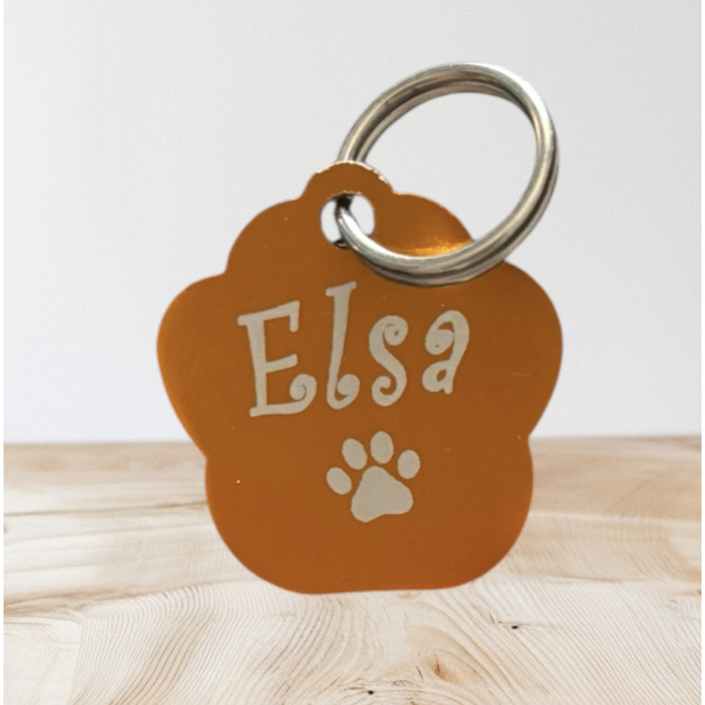 Médaillon pour chat en alu orange à  personnaliser