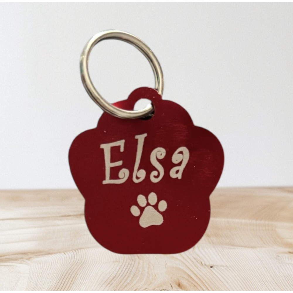 Médaillon pour chat en alu rouge  à personnaliser