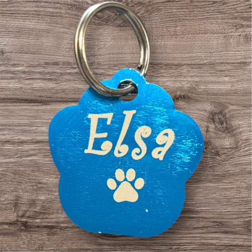 Médaillon pour chat en alu bleu à personnaliser