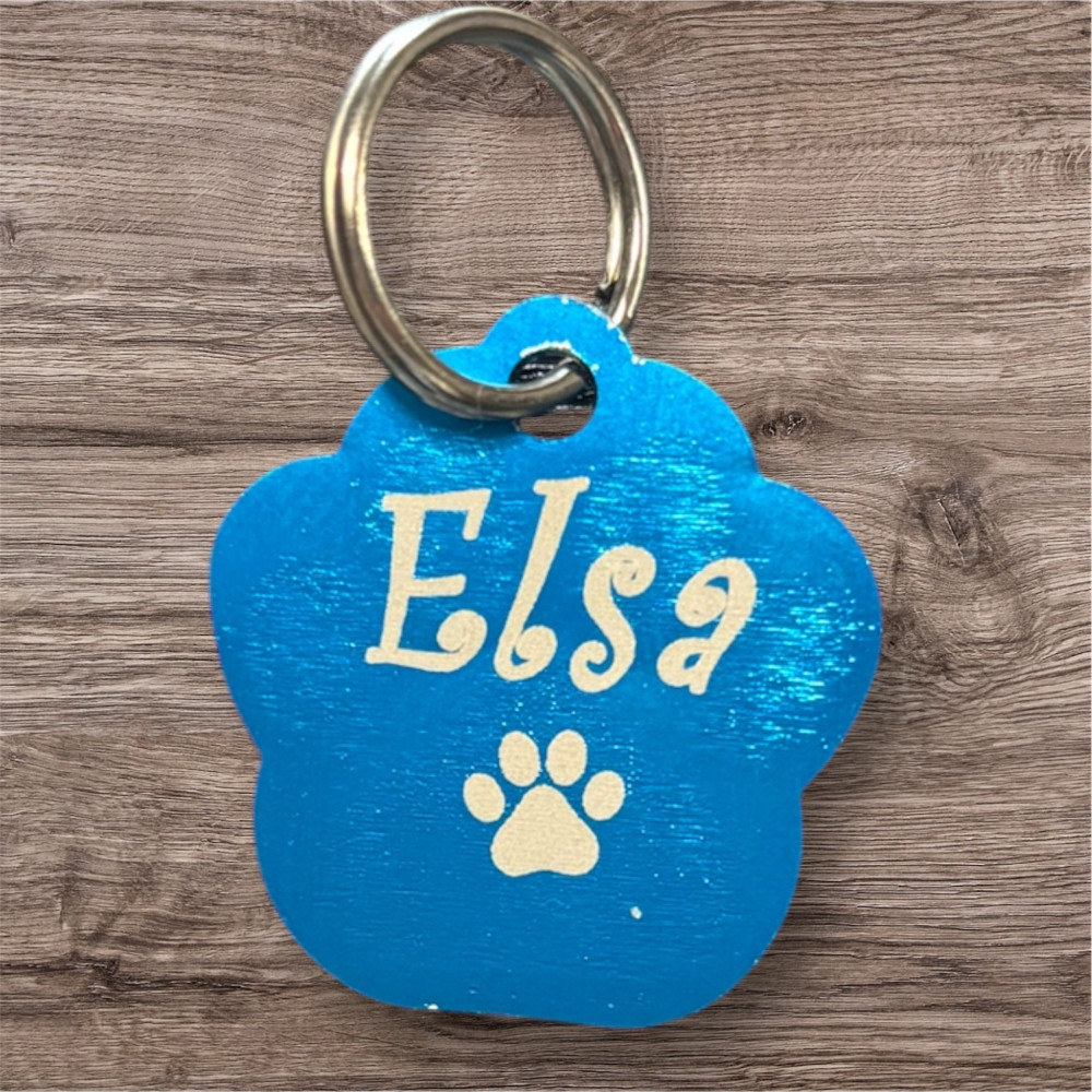 Médaillon pour chat en alu bleu à personnaliser