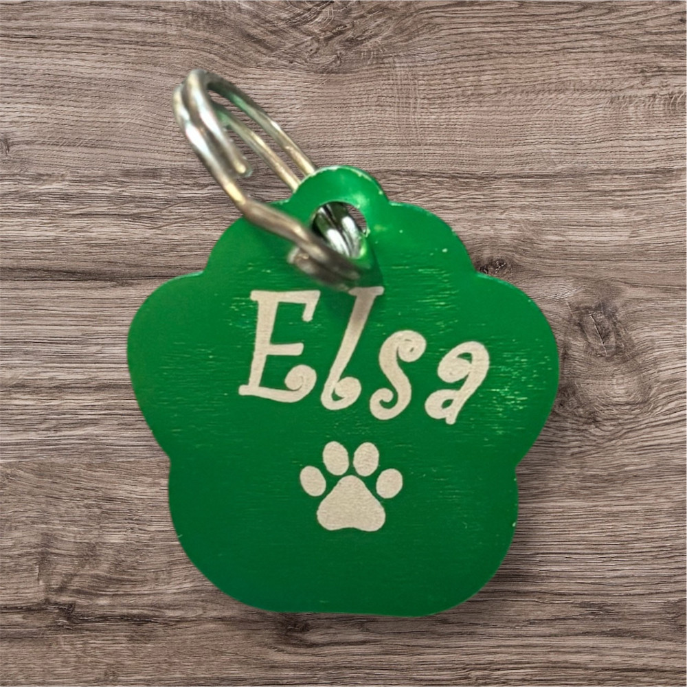 Médaillon pour chat en alu vert à personnaliser