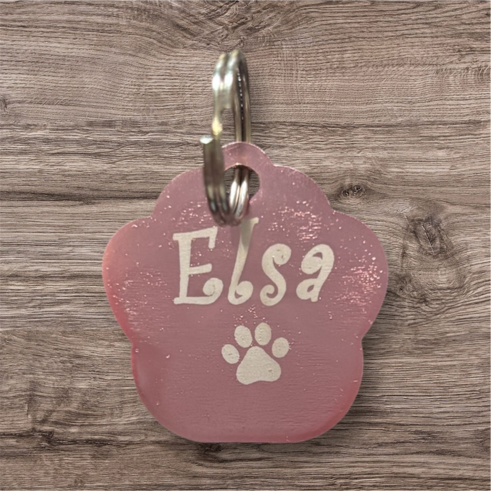 Médaillon pour chat en alu rose à personnaliser
