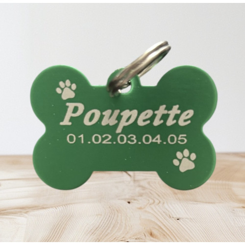 Médaillon pour chien en alu vert à personnaliser