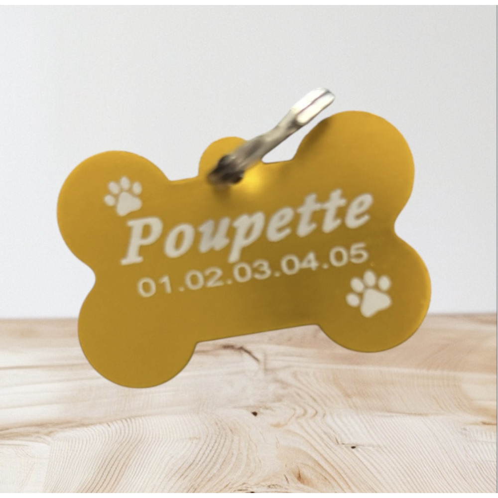 Médaillon pour chien en alu jaune à personnaliser