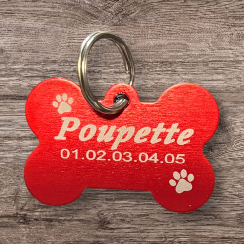 Médaillon pour chien en alu rouge à personnaliser