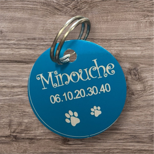 Médaillon animaux en alu bleu à personnaliser