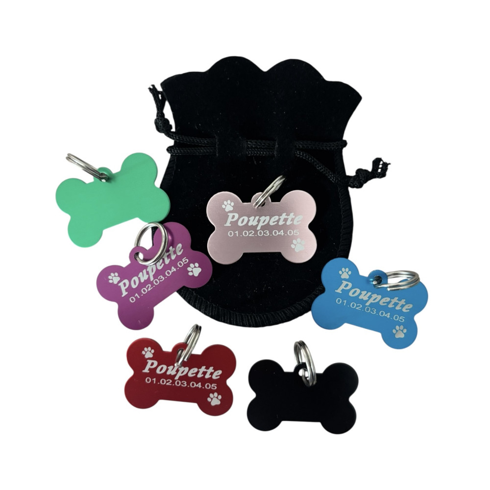 Médaillon pour chien en alu bleu à personnaliser