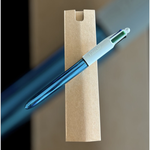 Stylo 4 couleurs à personnaliser couleur bleu brillant