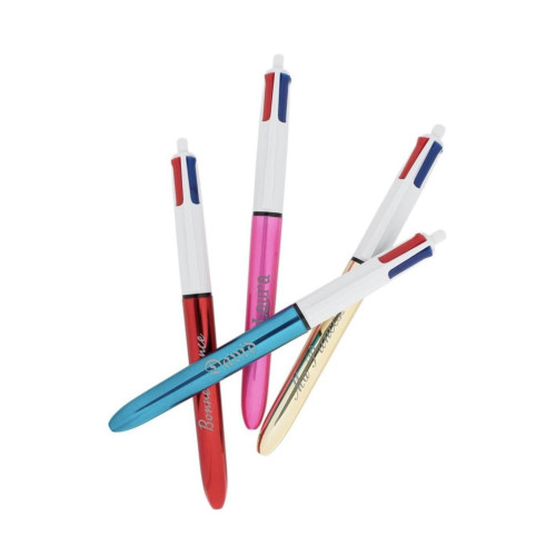 Stylo 4 couleurs à personnaliser couleur bleu brillant