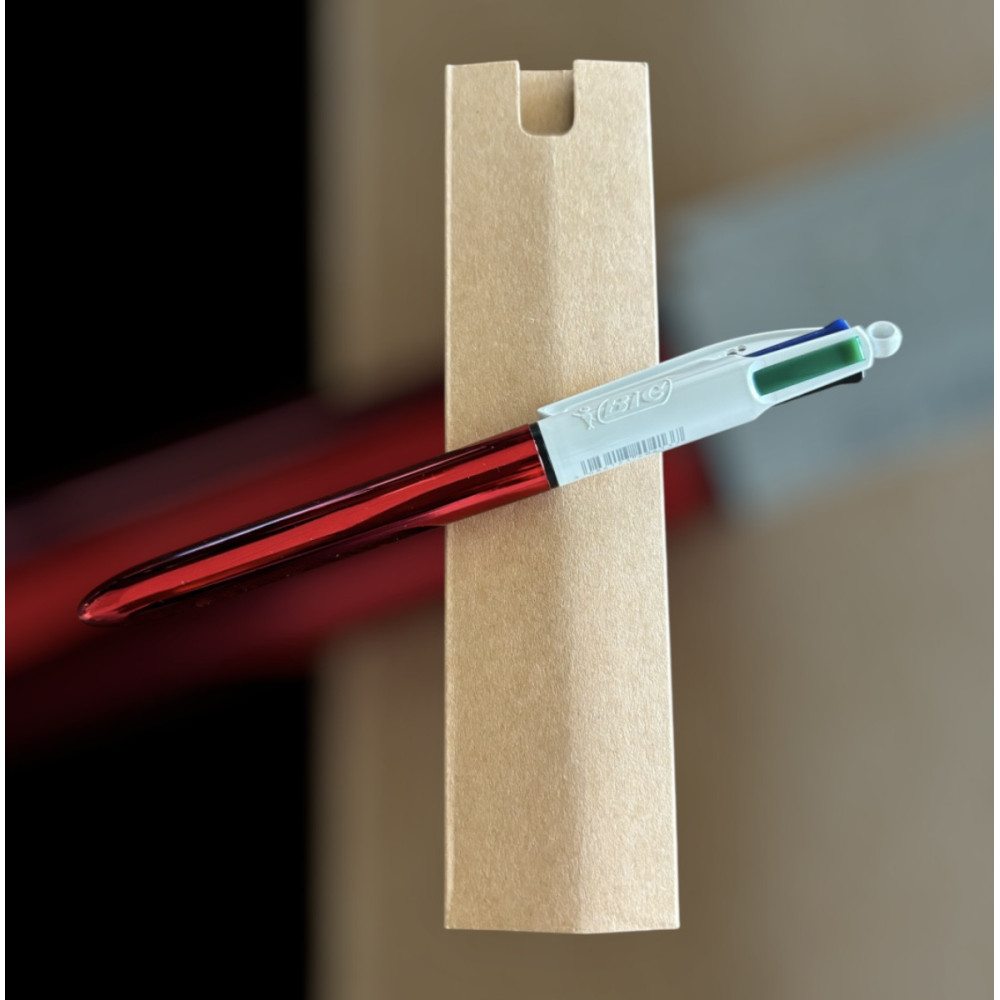 Stylo 4 couleurs à personnaliser finition brillante rouge