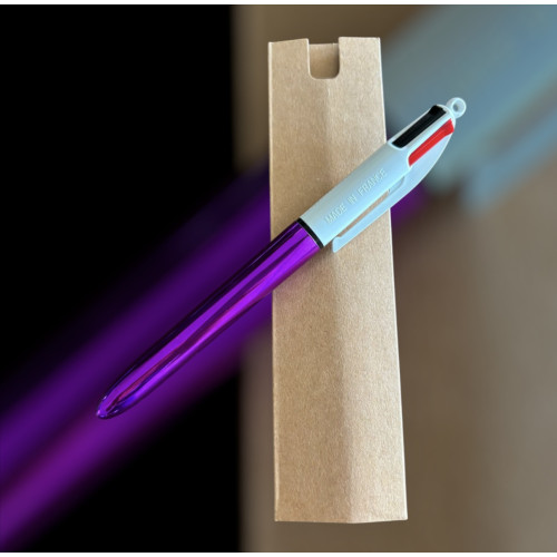 Stylo 4 couleurs à personnaliser couleur violet brillant