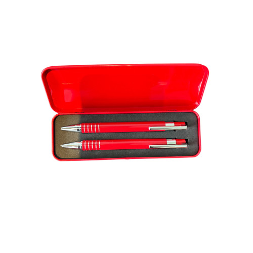 Ensemble coffret métal rouge à personnaliser