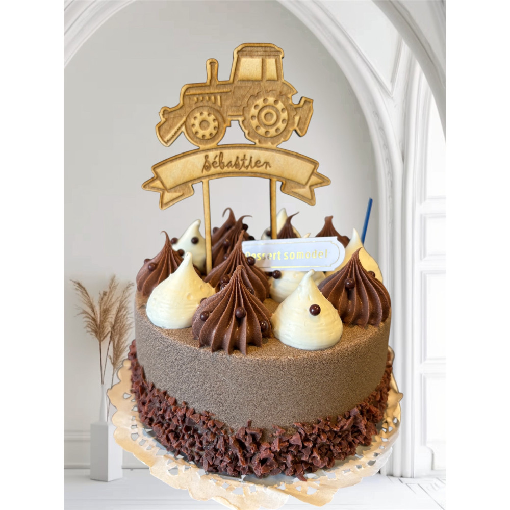 Cake topper tracteur à personnaliser