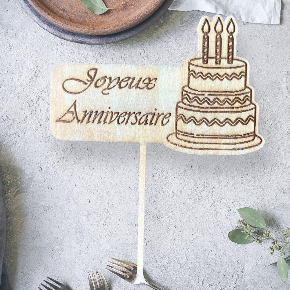 Cake topper " joyeux anniversaire prêt à l'emploi